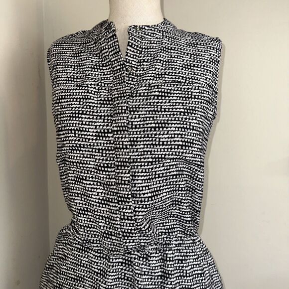 Merona Black White Button Top Pockets Sleeveless Comfortable Romper Dress Sz XS - Picture 2 of 7
